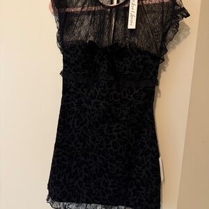 For Love and Lemons Midnight Velvet Mini Dress